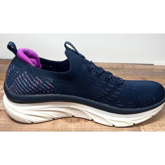Skechers DLux Walker Slip On Athletic Knit Sneake Navy Blue & Purple Womens 8.5M - Picture 6 of 9